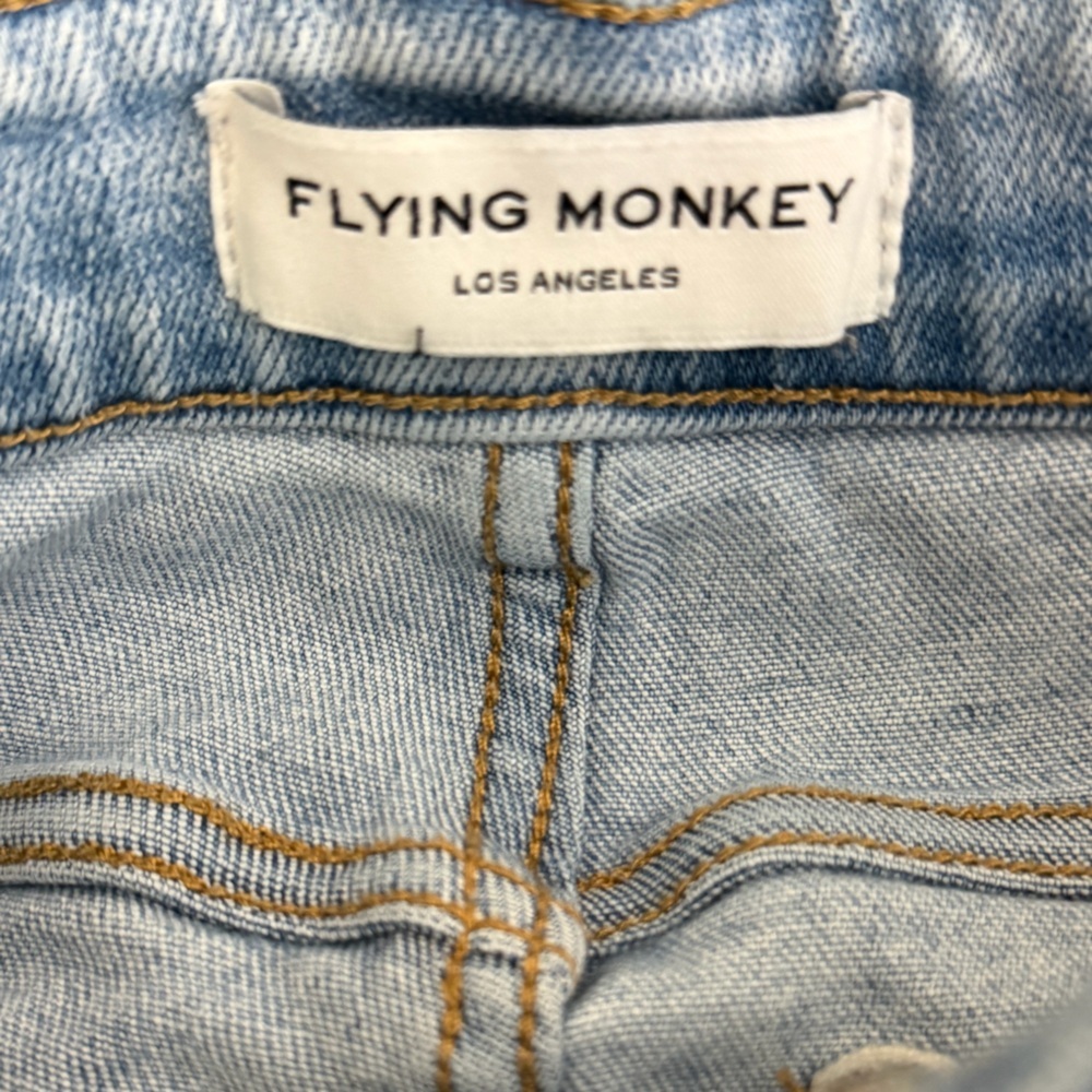 Flying Monkey Women High Rise Straight Jean Sz 23x29 Distressed Cropped Raw Hem - Picture 5 of 6